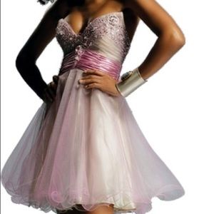 Jovani Strapless Pink and Gold Cocktail Dress